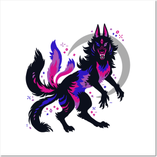 Bi Pride Flag Werewolf Posters and Art